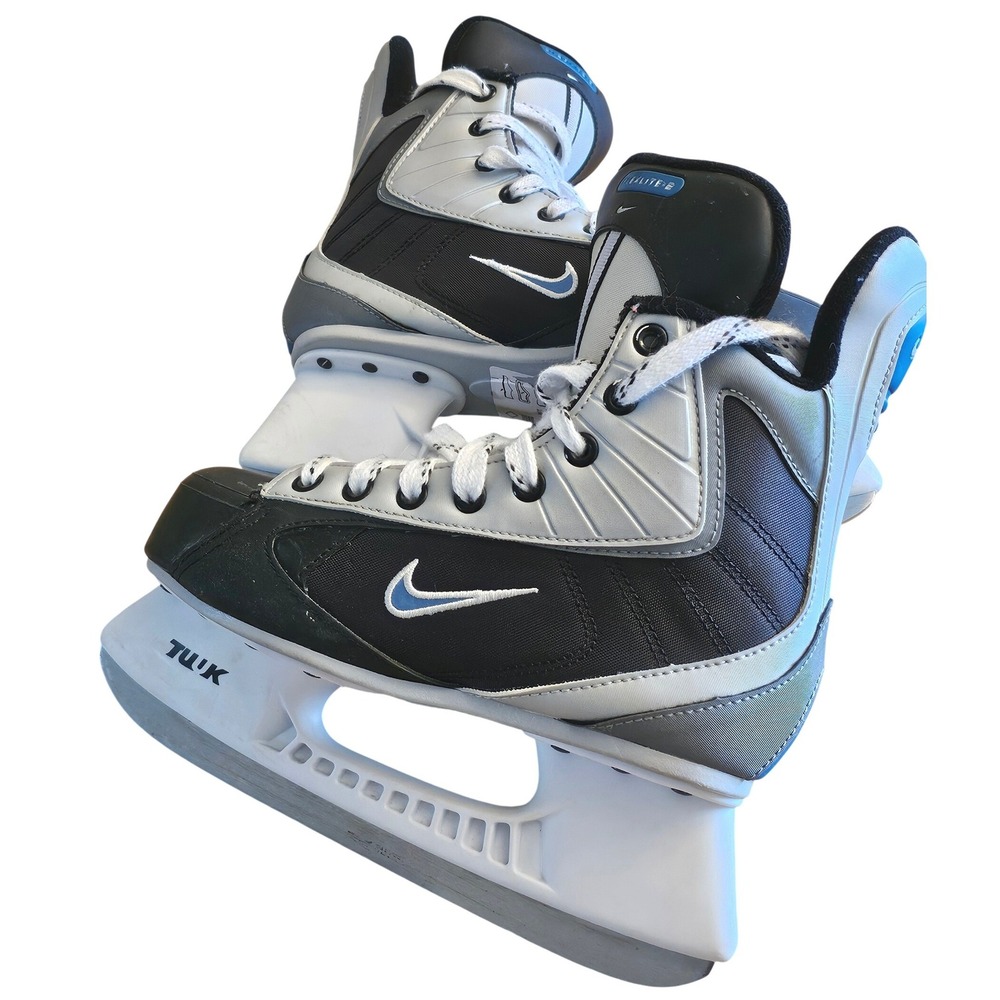Nike Flexlite 12 Ice Hockey Skates Black Silver Blue‎ Tuuk Size 4 EE Wide Mens